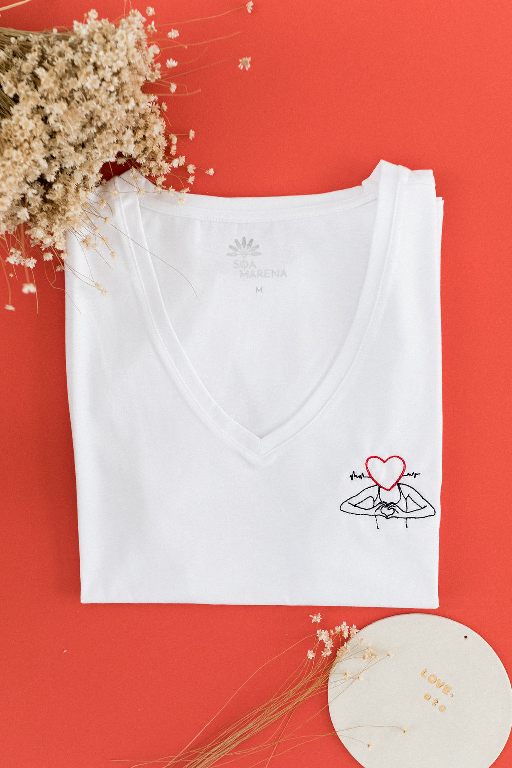 Tee-shirt brodé In Love blanc 100% coton bio