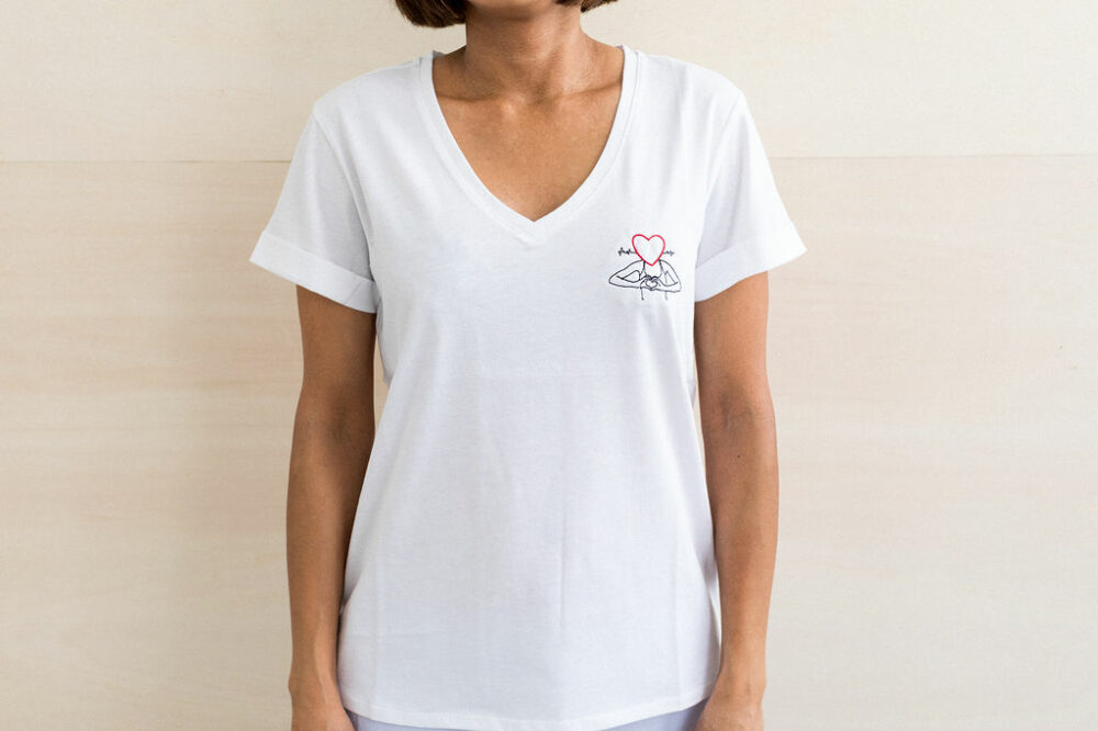 Tee-shirt brodé In Love blanc 100% coton bio