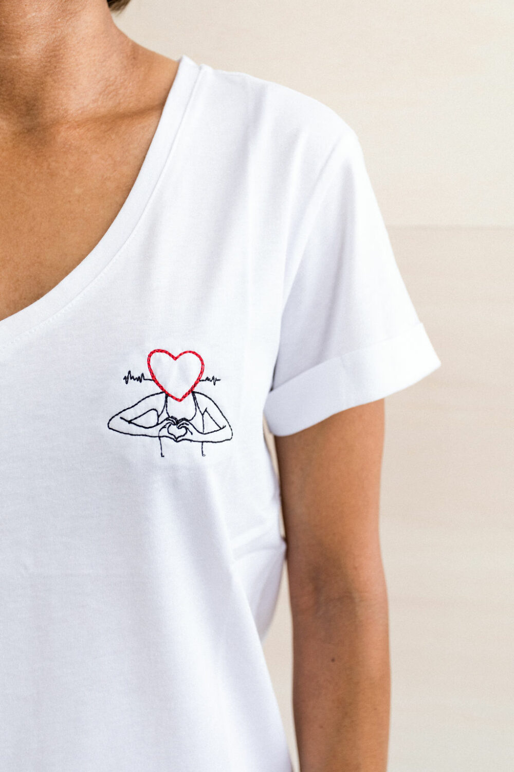 Tee-shirt brodé In Love blanc 100% coton bio